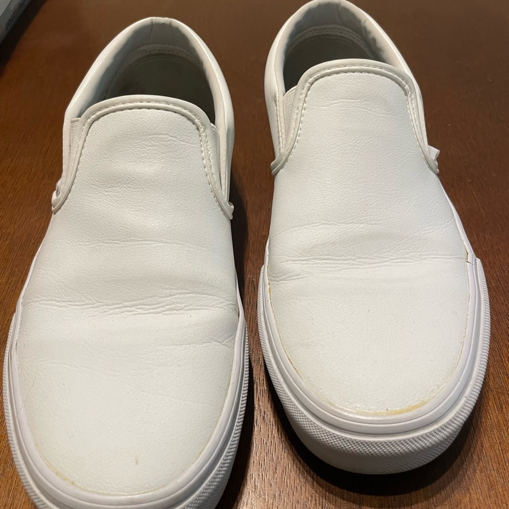 Vans all white leather 9 Women's